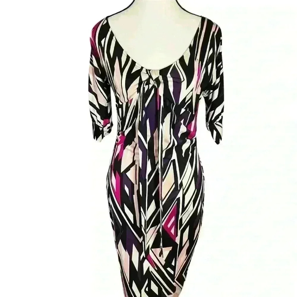 Diane Von Furstenberg 100% Silk Geometric Print Dress Women’s Size 4 Knee-length